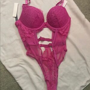 Vs Lace Pink Lingerie Bodysuit